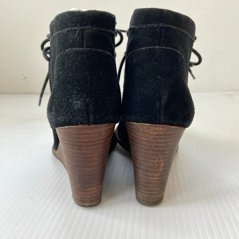 Lucky Brand Ysabel Wedge Bootie Black Suede Womens‎ 8.5